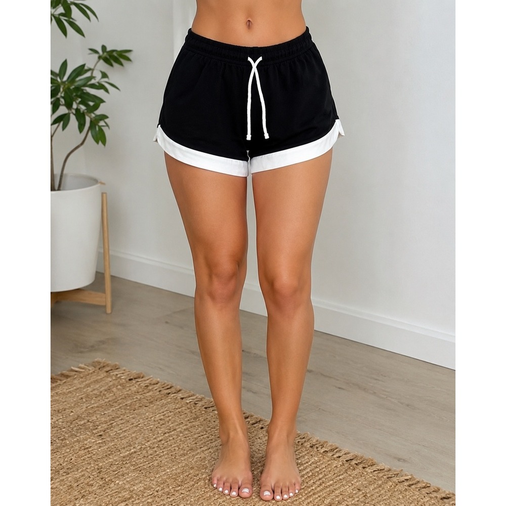 Cosabella Women's Pima Cotton Boxer Lounge Shorts Black Ivory - Size M / NWT